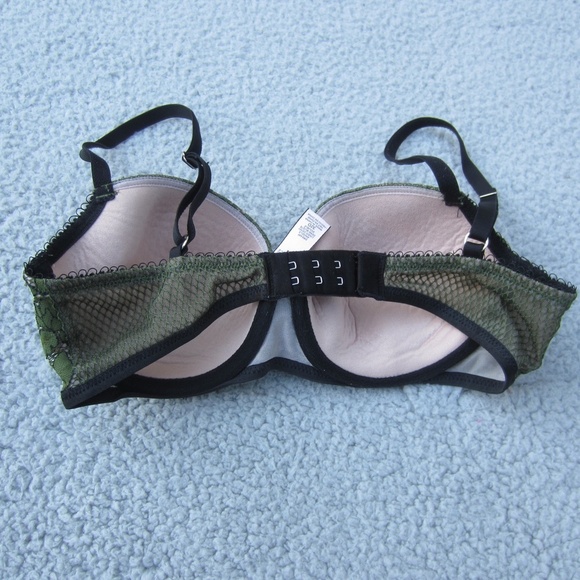 Victoria's Secret Bra Size 32D Green Nude Lace Dream Angels Lined Demi Underwire - Picture 4 of 13